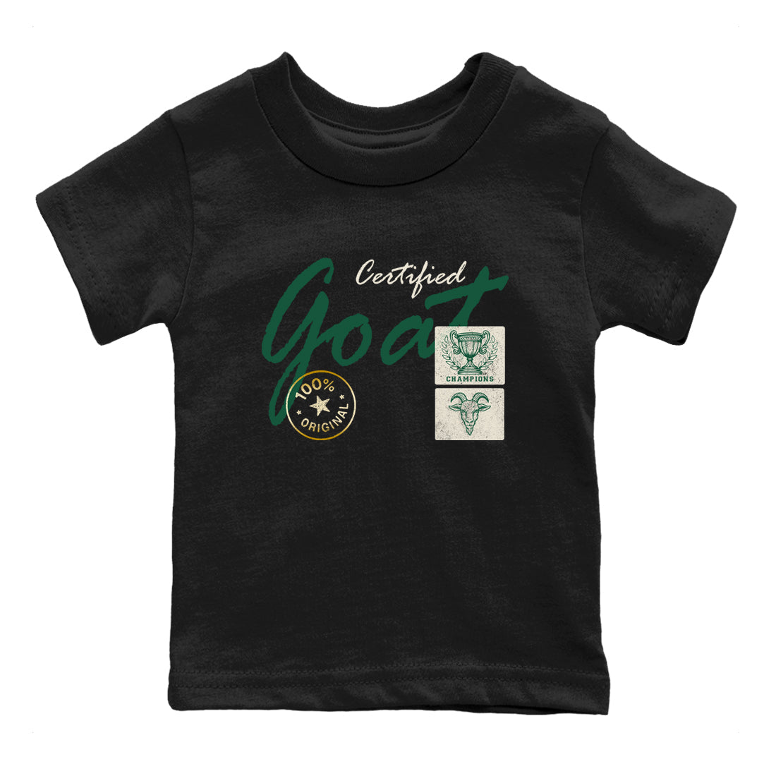 Sneaker Threads – Sneaker Tees To Match Air Jordan 1 Pro Green – Certified Goat Youth Graphic Tee Black 2. Perfect for Jordan releases 2025 colorways.