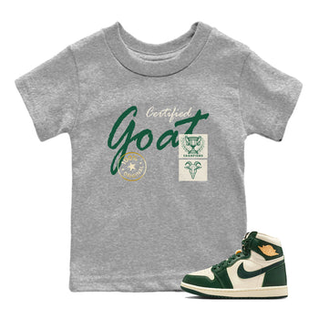 Sneaker Threads – Sneaker Tees To Match Air Jordan 1 Pro Green – Certified Goat Youth Graphic Tee Heather Grey 1. Perfect for Jordan releases 2025 colorways.