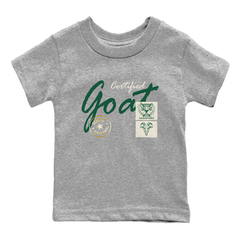 Sneaker Threads – Sneaker Tees To Match Air Jordan 1 Pro Green – Certified Goat Youth Graphic Tee Heather Grey 2. Perfect for Jordan releases 2025 colorways.