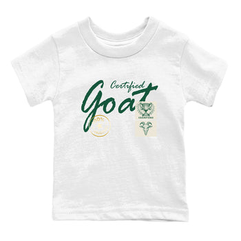 Sneaker Threads – Sneaker Tees To Match Air Jordan 1 Pro Green – Certified Goat Youth Graphic Tee White 2. Perfect for Jordan releases 2025 colorways.