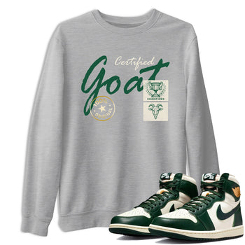 Sneaker Threads – Sneaker Tees To Match Air Jordan 1 Pro Green – Certified Goat Graphic Tee Heather Grey 1. Perfect for Jordan releases 2025 colorways.