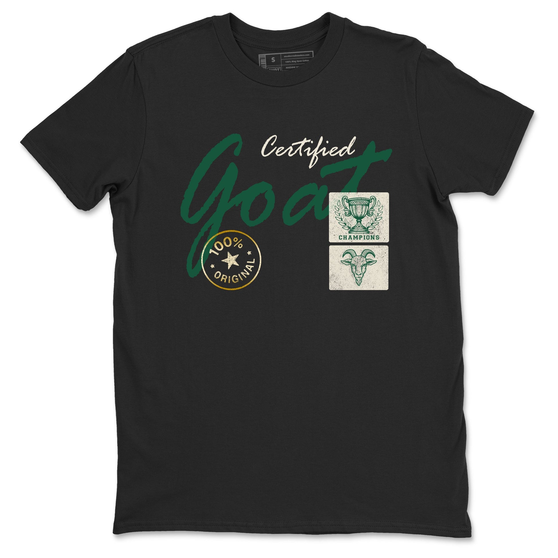 Sneaker Threads – Sneaker Tees To Match Air Jordan 1 Pro Green – Certified Goat Graphic Tee Black 2. Perfect for Jordan releases 2025 colorways.
