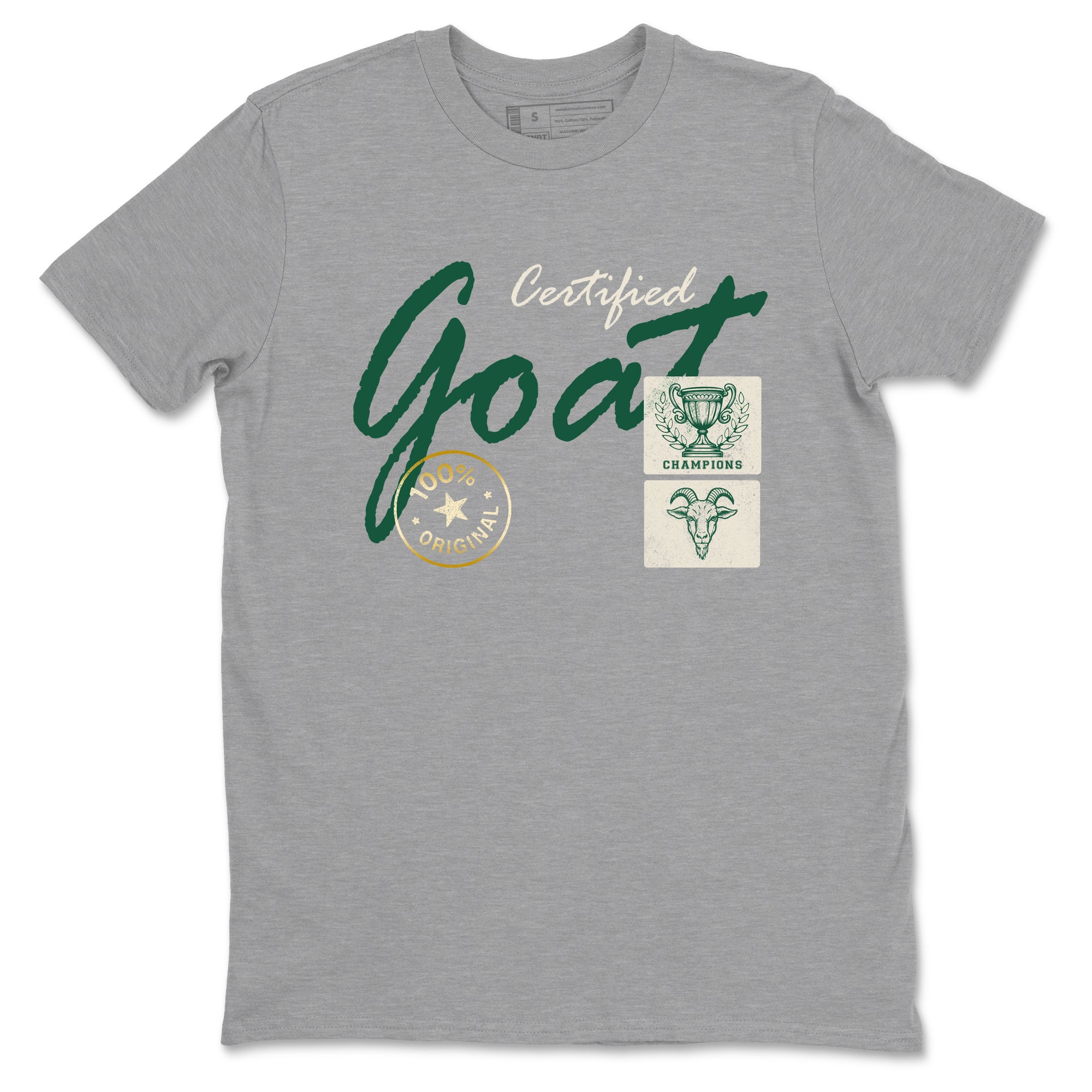 Sneaker Threads – Sneaker Tees To Match Air Jordan 1 Pro Green – Certified Goat Graphic Tee Heather Grey 2. Perfect for Jordan releases 2025 colorways.