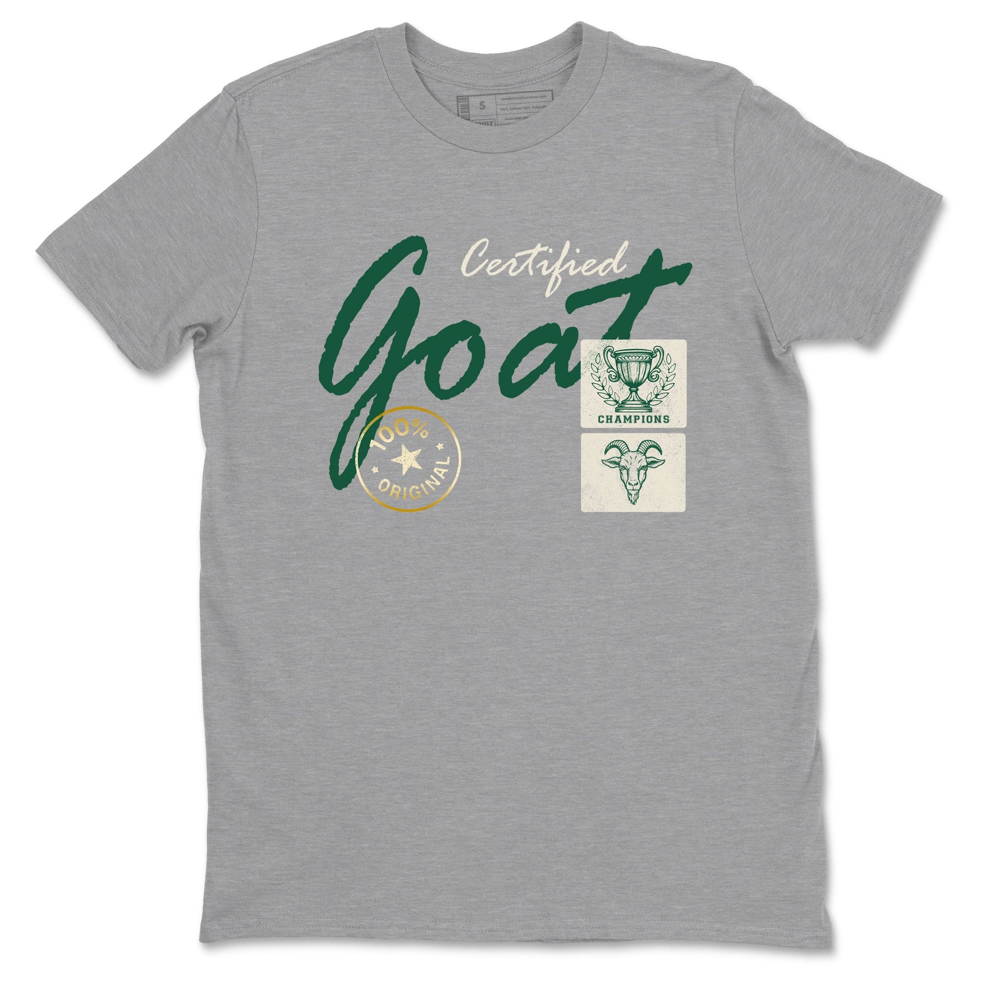 Sneaker Threads – Sneaker Tees To Match Air Jordan 1 Pro Green – Certified Goat Graphic Tee Heather Grey 2. Perfect for Jordan releases 2025 colorways.