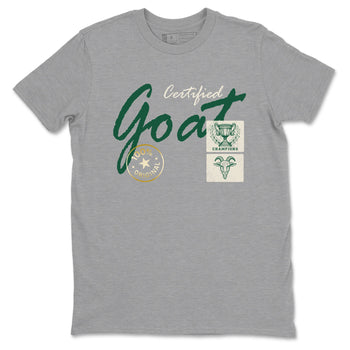 Sneaker Threads – Sneaker Tees To Match Air Jordan 1 Pro Green – Certified Goat Graphic Tee Heather Grey 2. Perfect for Jordan releases 2025 colorways.