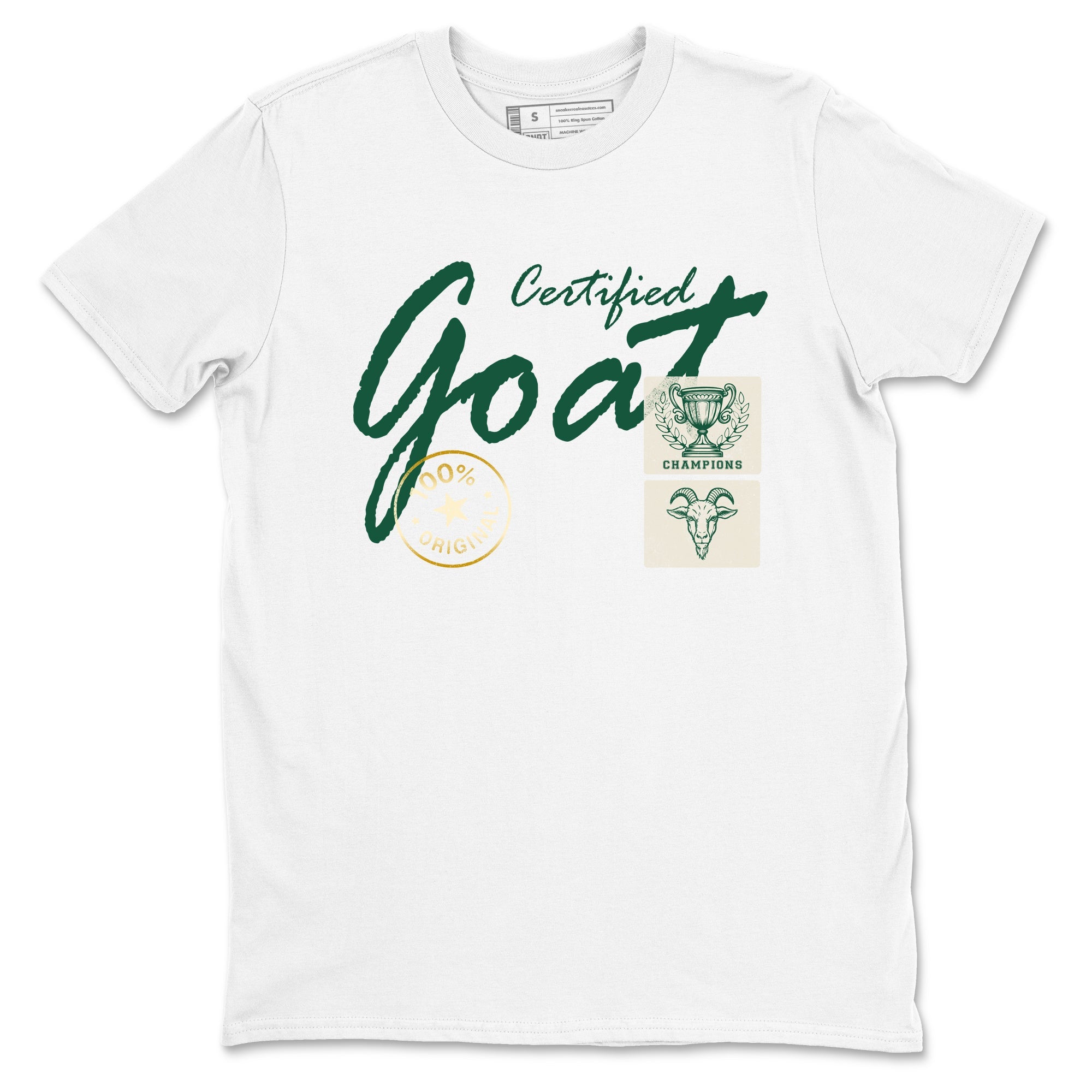 Sneaker Threads – Sneaker Tees To Match Air Jordan 1 Pro Green – Certified Goat Graphic Tee White 2. Perfect for Jordan releases 2025 colorways.