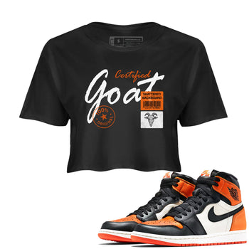 Sneaker match tees – Sneaker Tees To Match Air Jordan 1 Shattered Backboard Shoes – Certified Goat Crop T-Shirt Black 1