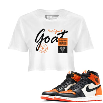 Sneaker match tees – Sneaker Tees To Match Air Jordan 1 Shattered Backboard Shoes – Certified Goat Crop T-Shirt White 1