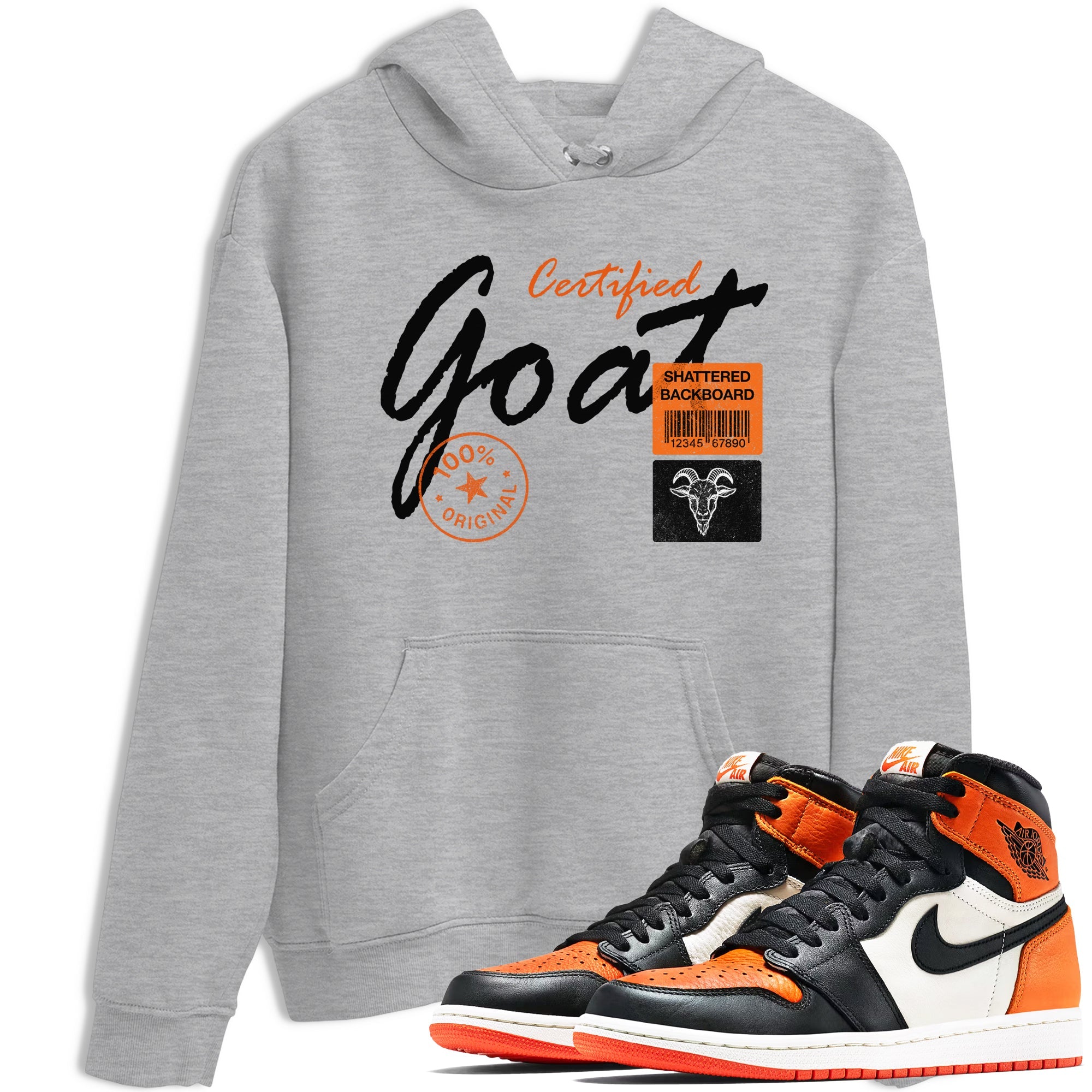 Sneaker match tees – Sneaker Tees To Match Air Jordan 1 Shattered Backboard Shoes – Certified Goat Tee Heather Grey 1