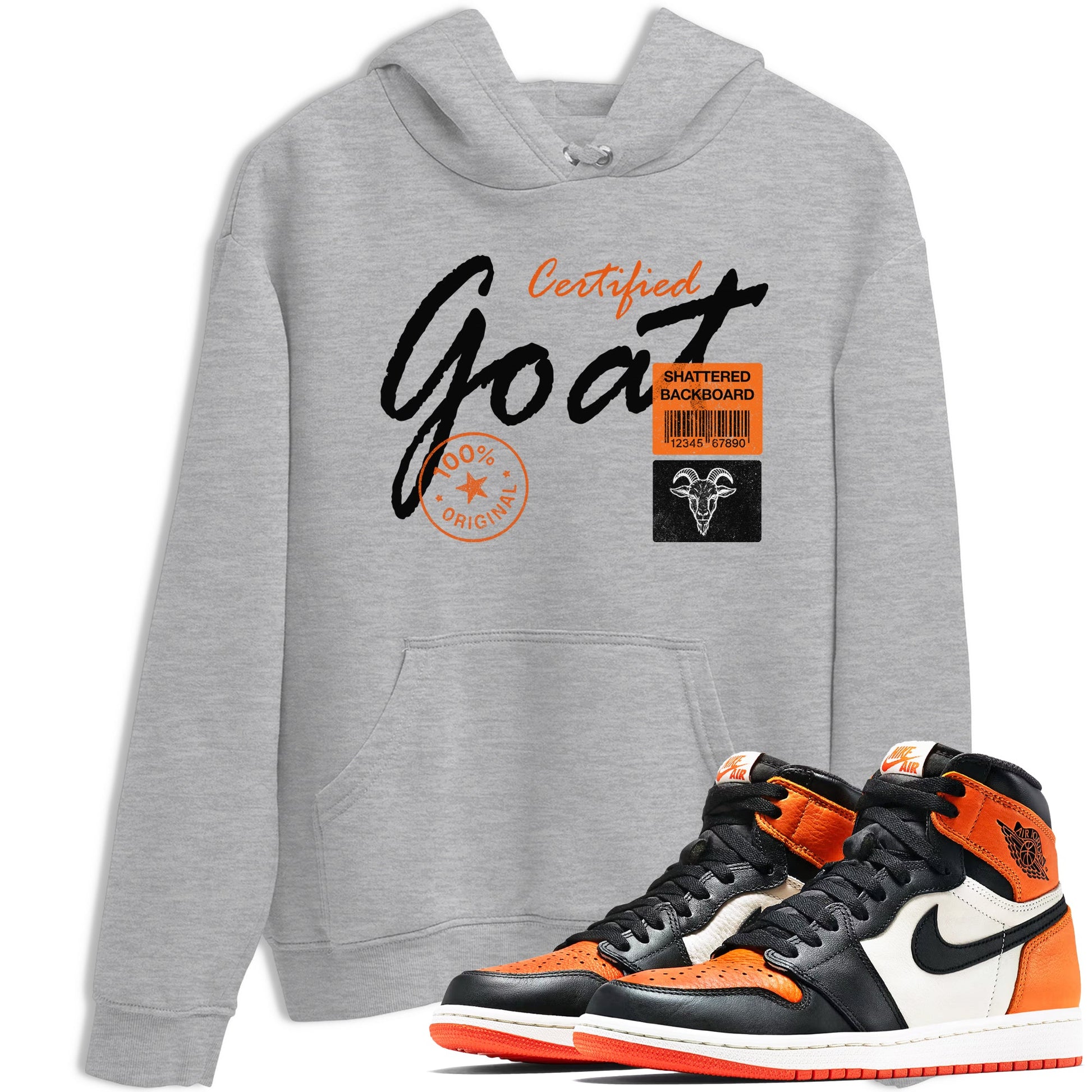 Sneaker match tees – Sneaker Tees To Match Air Jordan 1 Shattered Backboard Shoes – Certified Goat Tee Heather Grey 1