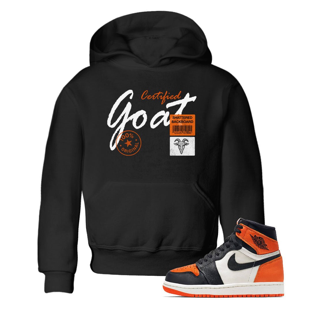 Sneaker match tees – Sneaker Tees To Match Air Jordan 1 Shattered Backboard Shoes – Certified Goat Kids T-Shirt Black 1