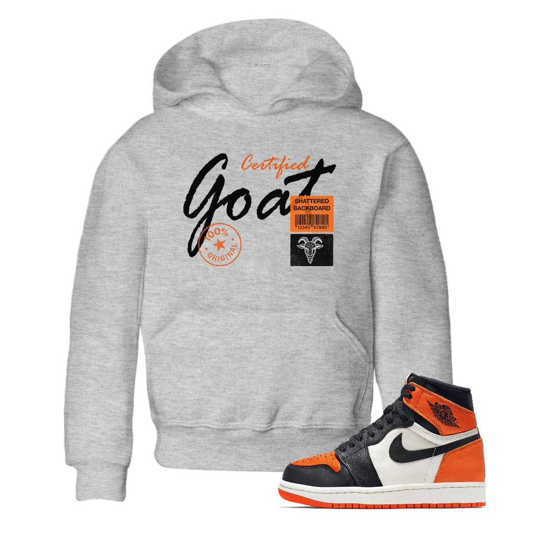 Sneaker match tees – Sneaker Tees To Match Air Jordan 1 Shattered Backboard Shoes – Certified Goat Kids T-Shirt Heather Grey 1
