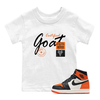 Sneaker match tees – Sneaker Tees To Match Air Jordan 1 Shattered Backboard Shoes – Certified Goat Kids T-Shirt White 1