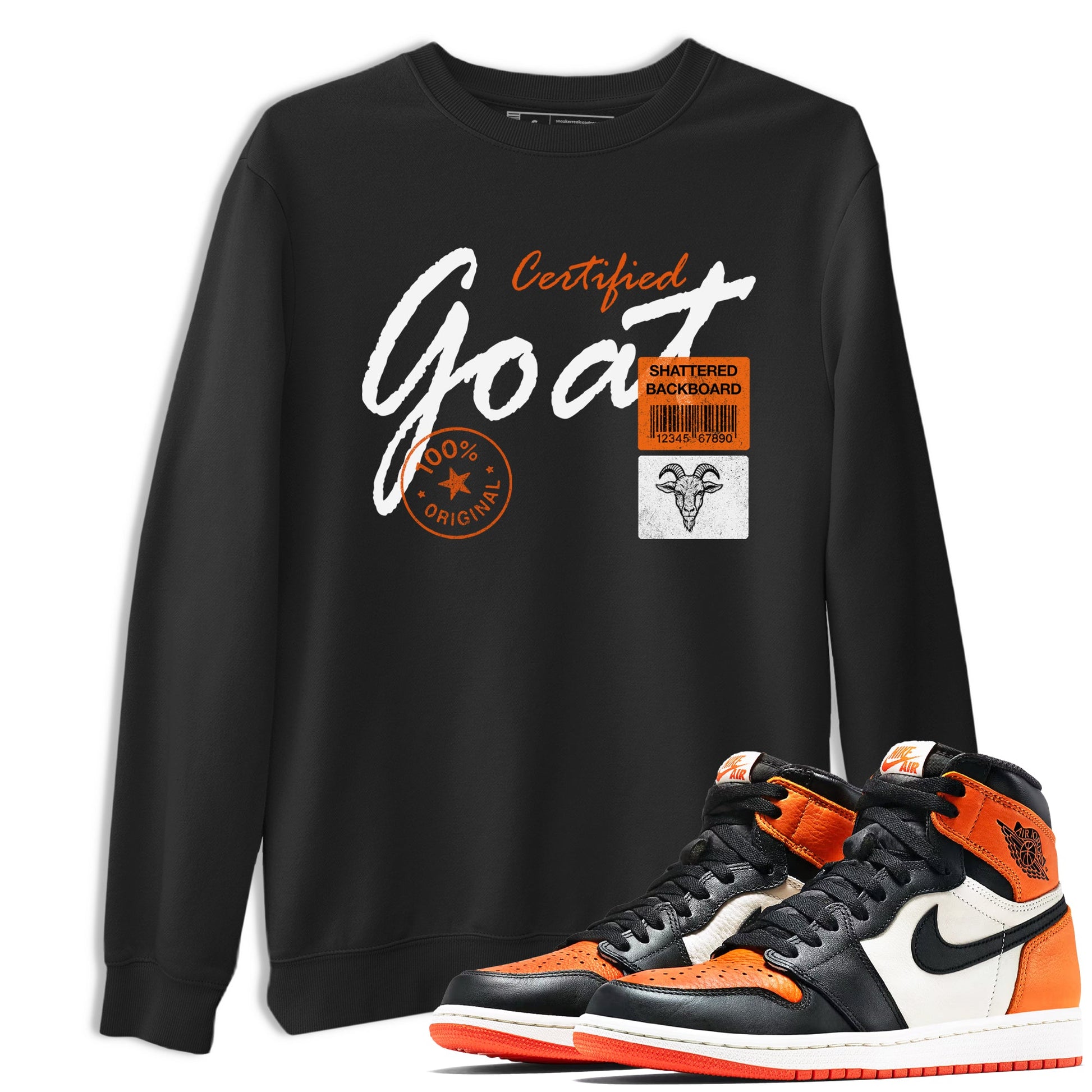 Sneaker match tees – Sneaker Tees To Match Air Jordan 1 Shattered Backboard Shoes – Certified Goat Tee Black 1