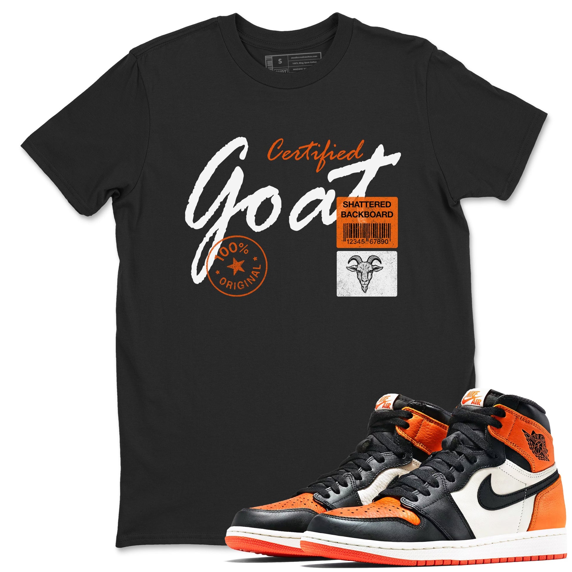 Sneaker match tees – Sneaker Tees To Match Air Jordan 1 Shattered Backboard Shoes – Certified Goat Tee Black 1