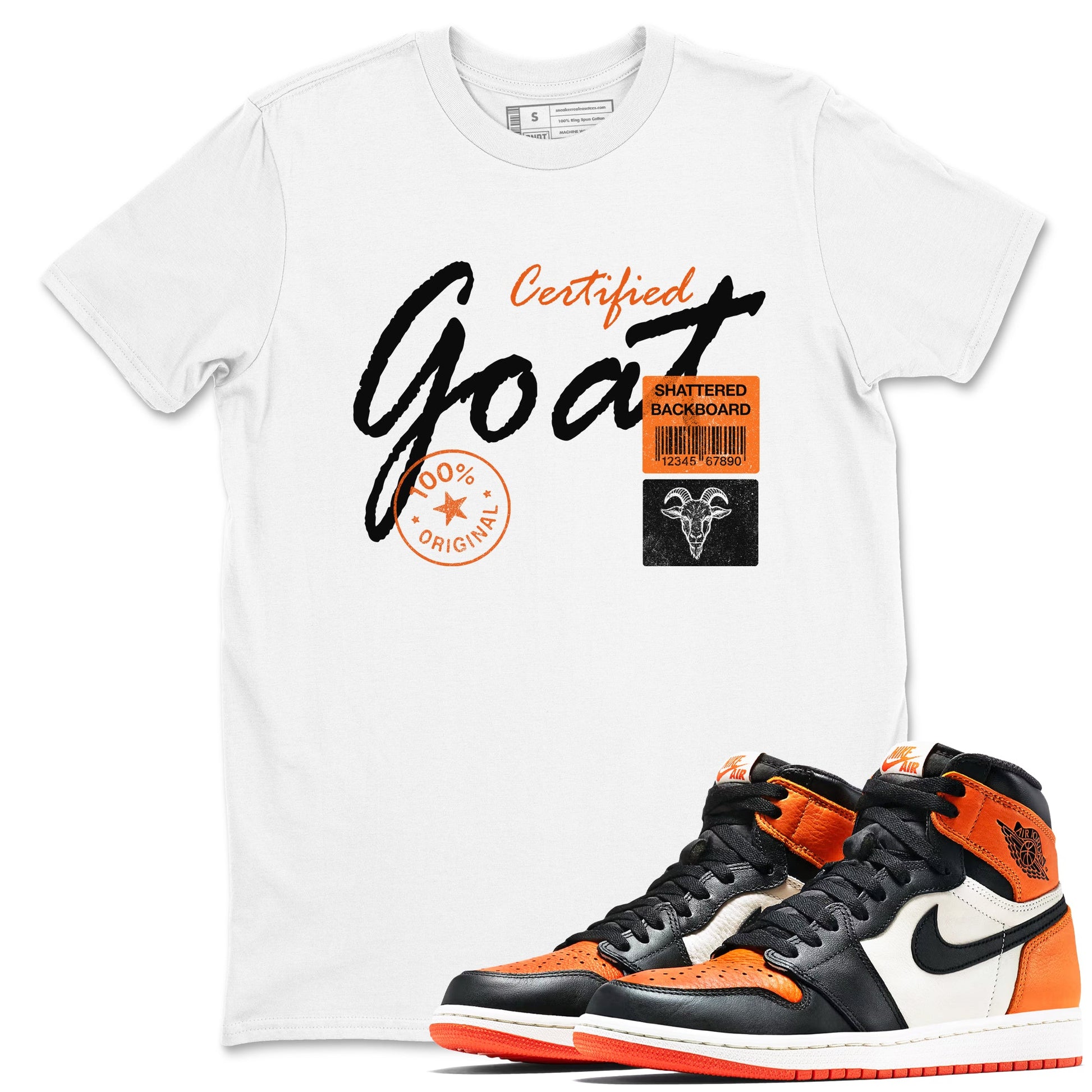 Sneaker match tees – Sneaker Tees To Match Air Jordan 1 Shattered Backboard Shoes – Certified Goat Tee White 1
