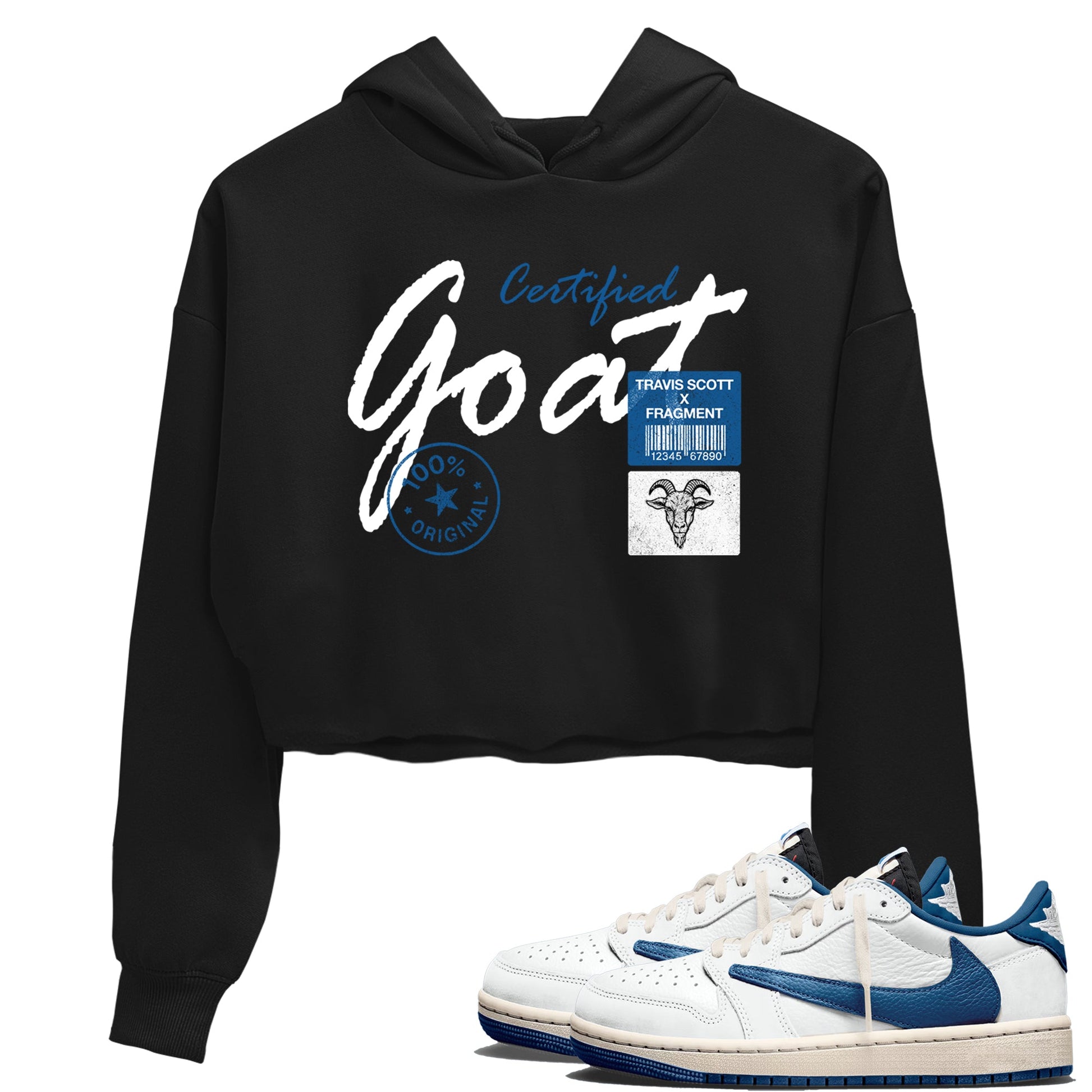 Sneaker match tees – Sneaker Tees To Match Air Jordan 1 Travis Scott Fragment Shoes – Certified Goat Crop T-Shirt Black 1