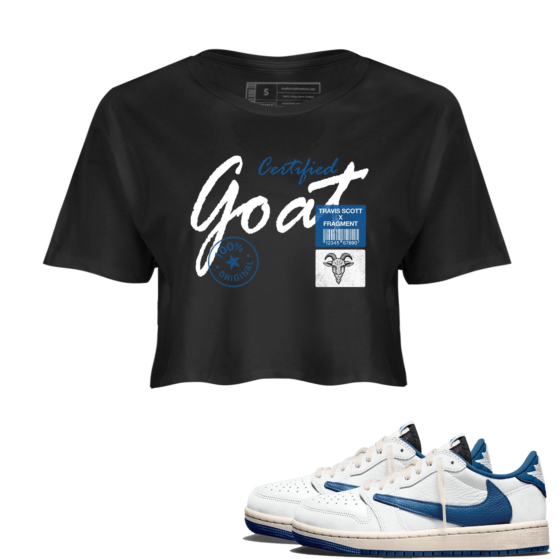 Sneaker match tees – Sneaker Tees To Match Air Jordan 1 Travis Scott Fragment Shoes – Certified Goat Crop T-Shirt Black 1