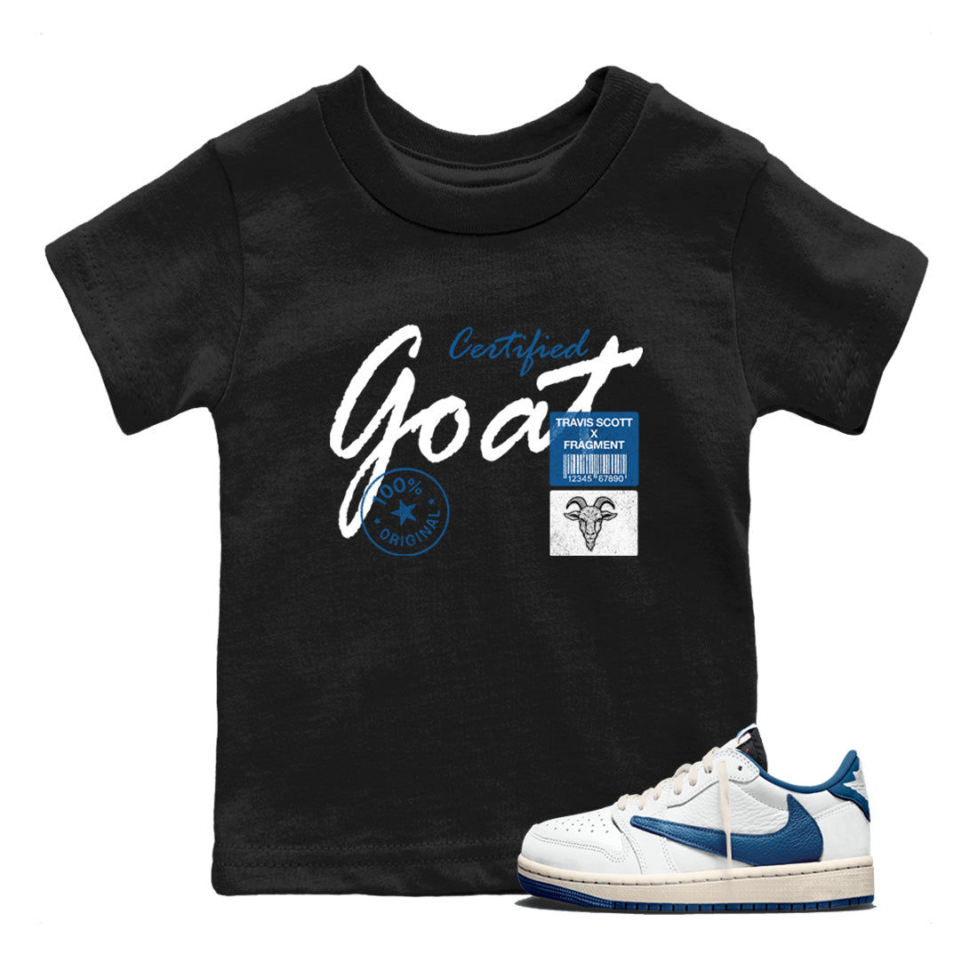 Sneaker match tees – Sneaker Tees To Match Air Jordan 1 Travis Scott Fragment Shoes – Certified Goat Kids T-Shirt Black 1