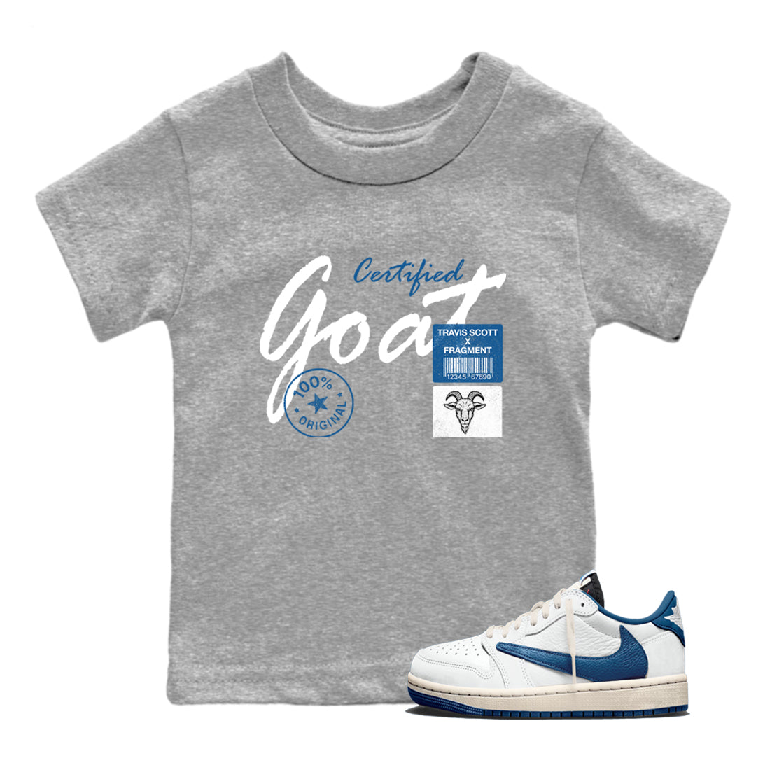 Sneaker match tees – Sneaker Tees To Match Air Jordan 1 Travis Scott Fragment Shoes – Certified Goat Kids T-Shirt Heather Grey 1