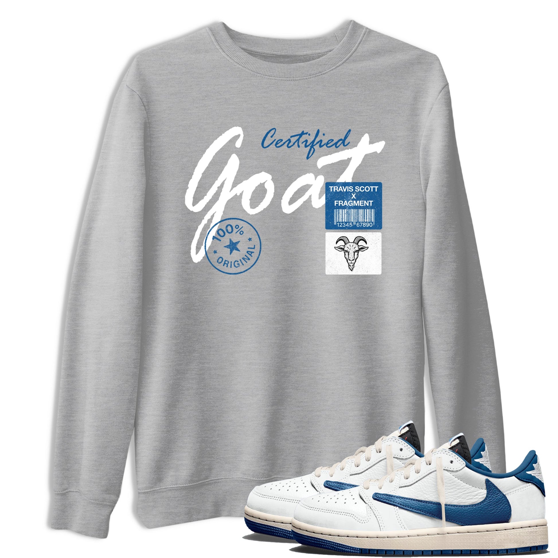 Sneaker match tees – Sneaker Tees To Match Air Jordan 1 Travis Scott Fragment Shoes – Certified Goat Tee Heather Grey 1