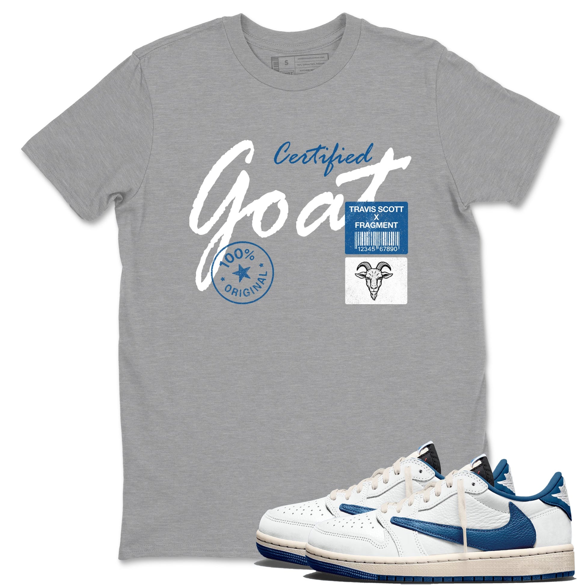Sneaker match tees – Sneaker Tees To Match Air Jordan 1 Travis Scott Fragment Shoes – Certified Goat Tee Heather Grey 1