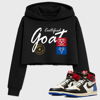 Sneaker match tees – Sneaker Tees To Match Air Jordan 1 Union x Fragment Shoes – Certified Goat Crop T-Shirt Black 1