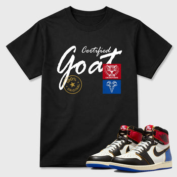 Sneaker match tees – Sneaker Tees To Match Air Jordan 1 Union x Fragment Shoes – Certified Goat Tee Black 1