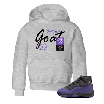 Sneaker match tees – Sneaker Tees To Match Air Jordan 11 Canyon Purple Shoes – Certified Goat Kids T-Shirt Heather Grey 1