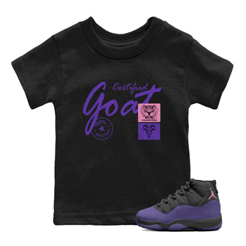 Sneaker match tees – Sneaker Tees To Match Air Jordan 11 Canyon Purple Shoes – Certified Goat Kids T-Shirt Black 1