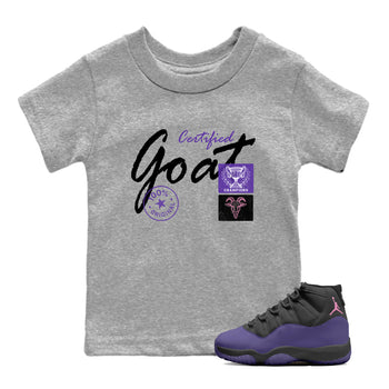 Sneaker match tees – Sneaker Tees To Match Air Jordan 11 Canyon Purple Shoes – Certified Goat Kids T-Shirt Heather Grey 1