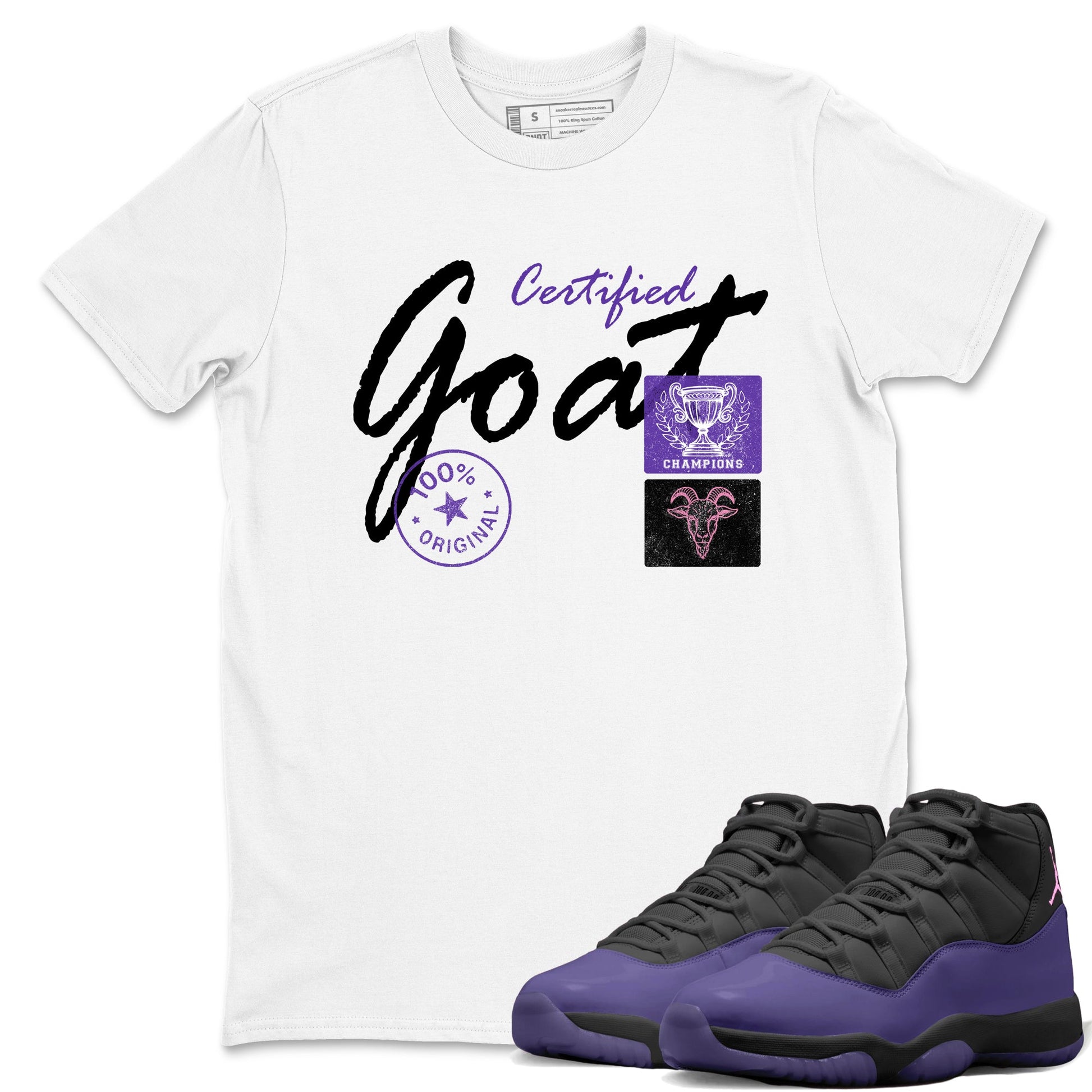 Sneaker match tees – Sneaker Tees To Match Air Jordan 11 Canyon Purple Shoes – Certified Goat Tee White 1