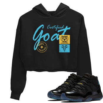 Sneaker Threads – Sneaker Tees To Match Air Jordan 11 Retro Gamma – Certified Goat Crop Tee Black 1. Perfect for Jordan releases 2025 colorways.