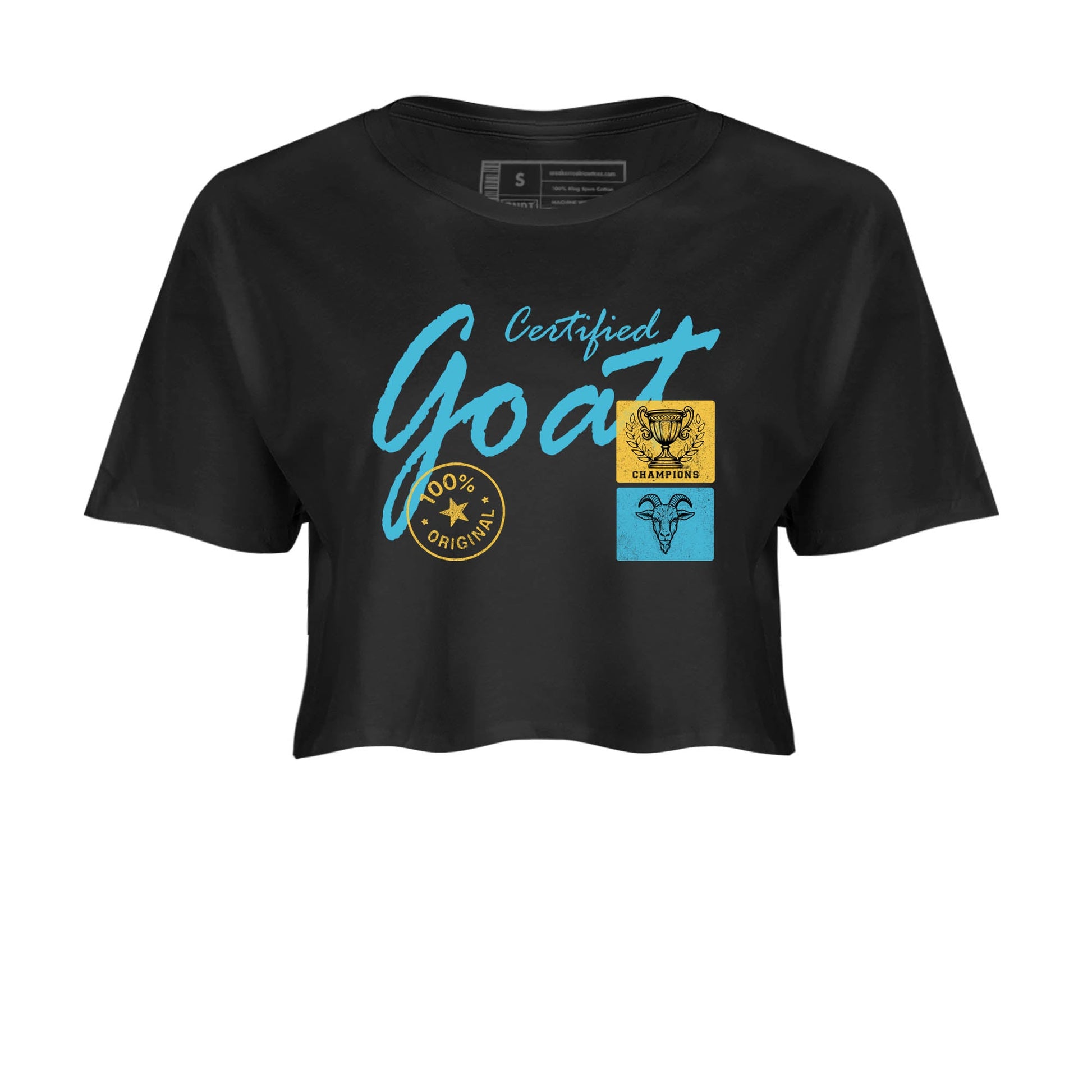 Sneaker Threads – Sneaker Tees To Match Air Jordan 11 Retro Gamma – Certified Goat Crop Tee Black 2. Perfect for Jordan releases 2025 colorways.