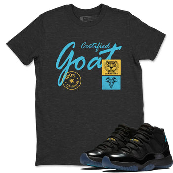 Sneaker Threads – Sneaker Tees To Match Air Jordan 11 Retro Gamma – Certified Goat Graphic Tee Charcoal Heather 1. Perfect for Jordan releases 2025 colorways.