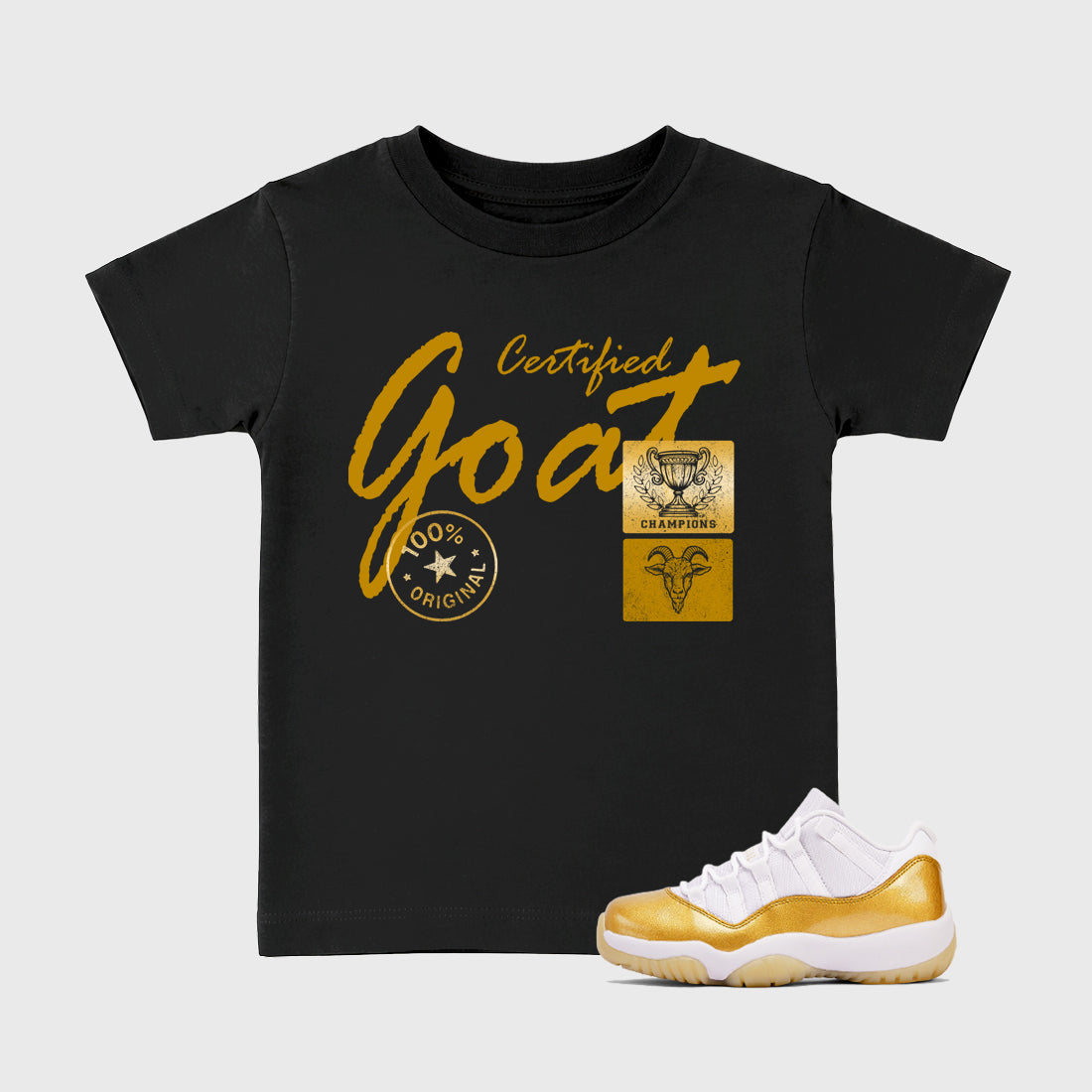 Sneaker match tees – Sneaker Tees To Match Air Jordan 11 Mother's Day Shoes – Certified Goat Kids T-Shirt Black 1