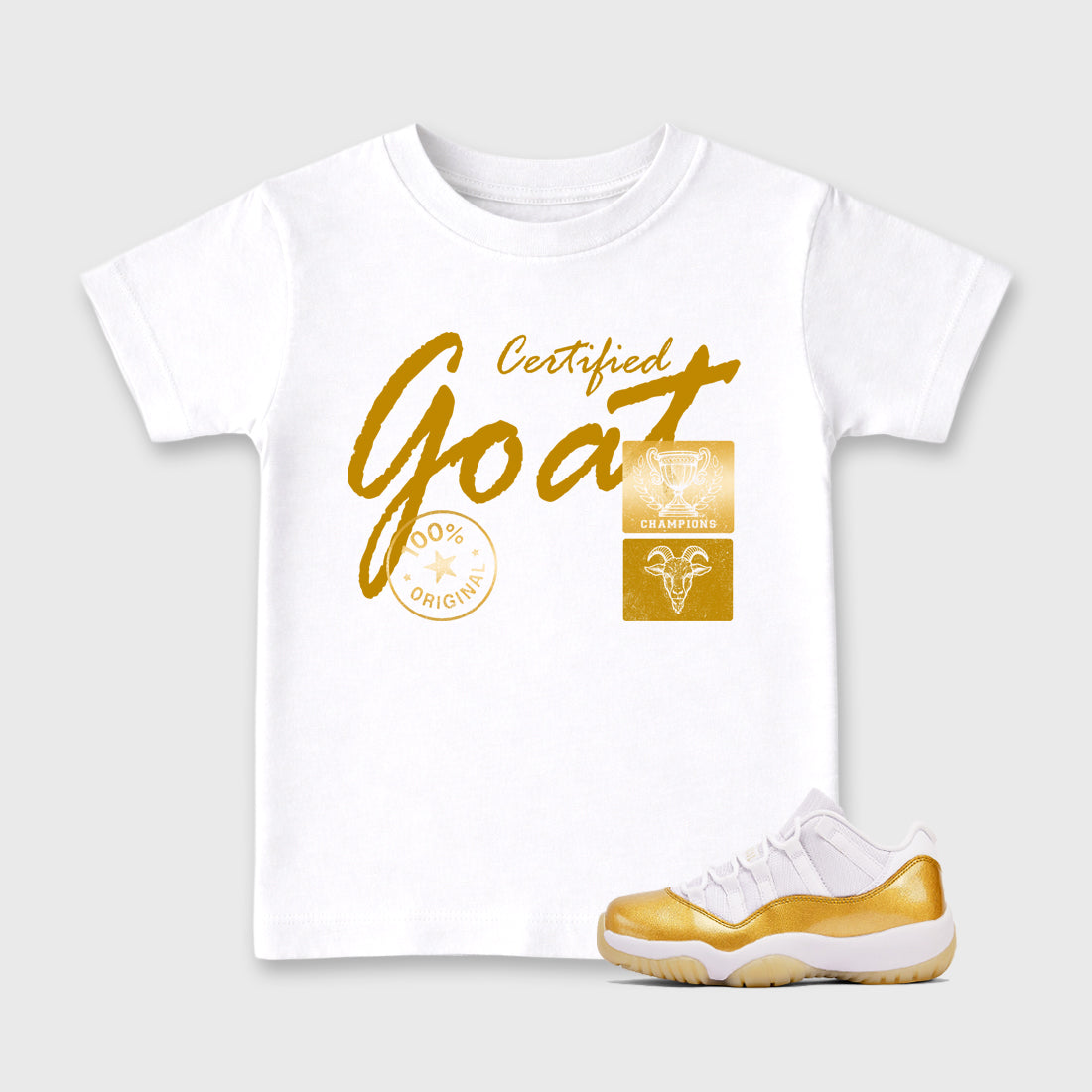 Sneaker match tees – Sneaker Tees To Match Air Jordan 11 Mother's Day Shoes – Certified Goat Kids T-Shirt White 1