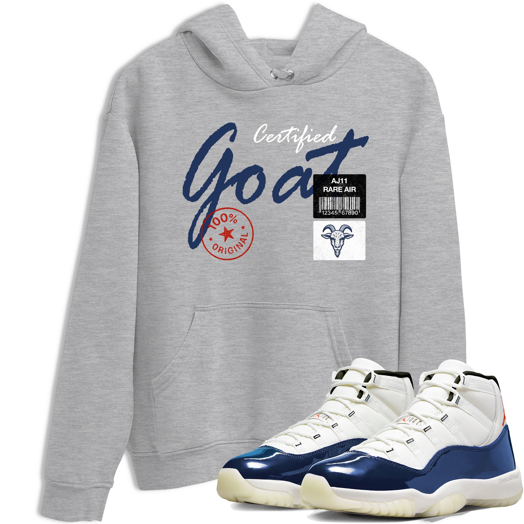 Sneaker match tees – Sneaker Tees To Match Air Jordan 11 Rare Air Shoes – Certified Goat Tee Heather Grey 1