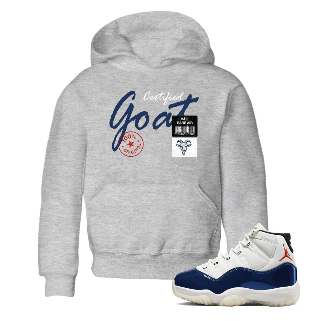 Sneaker match tees – Sneaker Tees To Match Air Jordan 11 Rare Air Shoes – Certified Goat Kids T-Shirt Heather Grey 1