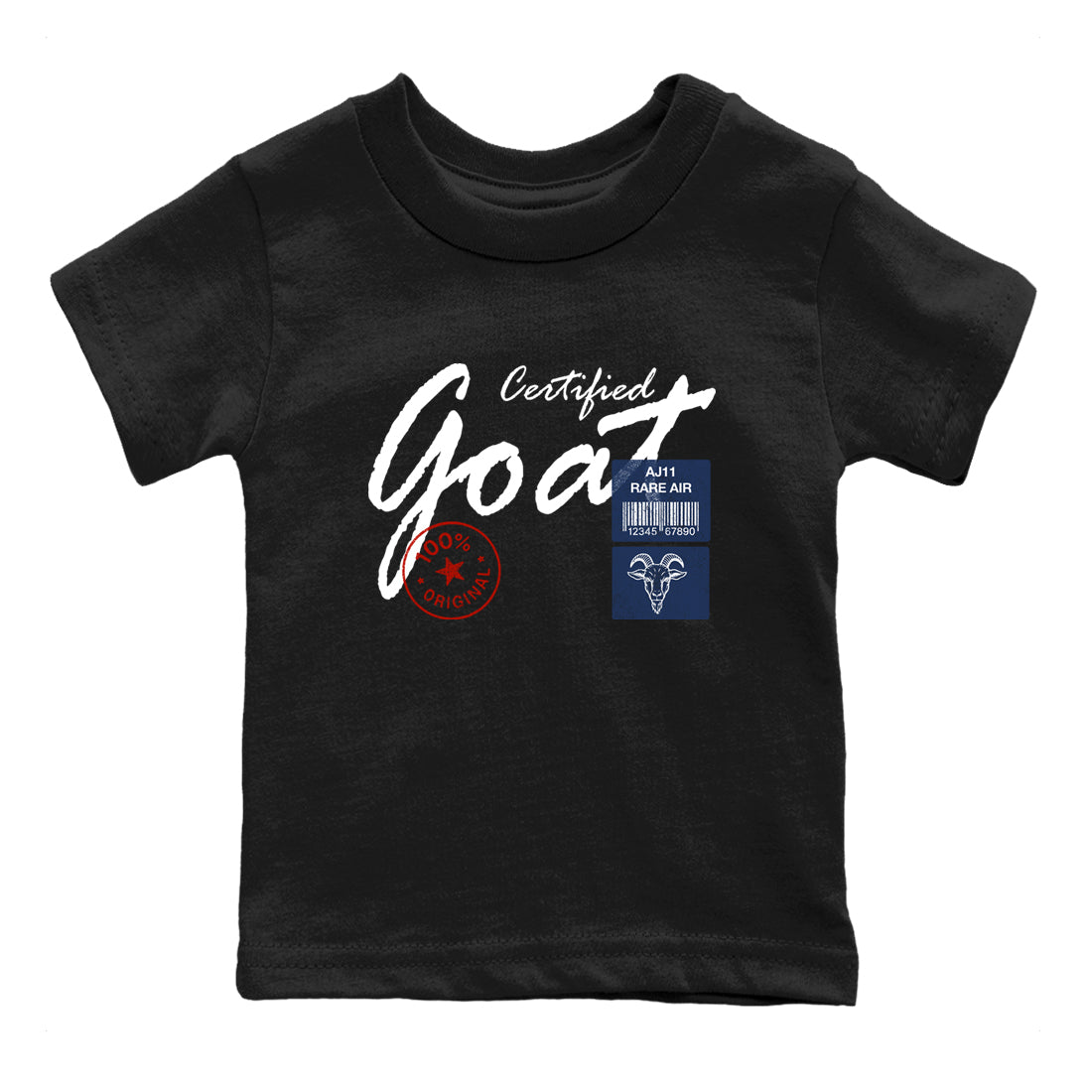 Sneaker match tees – Sneaker Tees To Match Air Jordan 11 Rare Air Shoes – Certified Goat Kids T-Shirt Black 2