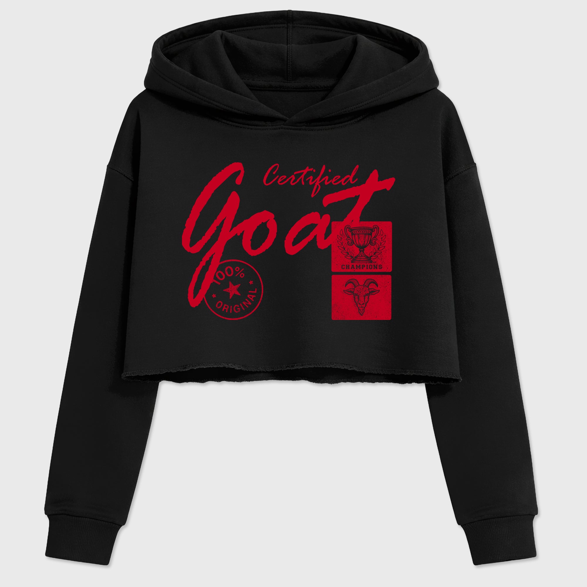 Certified Goat women’s crop tee designed to match the Air Jordan 12 Bloodline, featuring coordinated Black 2 options for a perfect streetwear vibe.