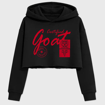 Certified Goat women’s crop tee designed to match the Air Jordan 12 Bloodline, featuring coordinated Black 2 options for a perfect streetwear vibe.