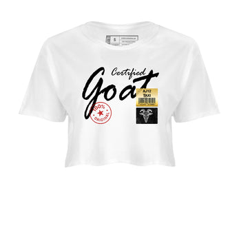 Sneaker match tees – Sneaker Tees To Match Air Jordan 12 Taxi Shoes – Certified Goat Crop T-Shirt White 2