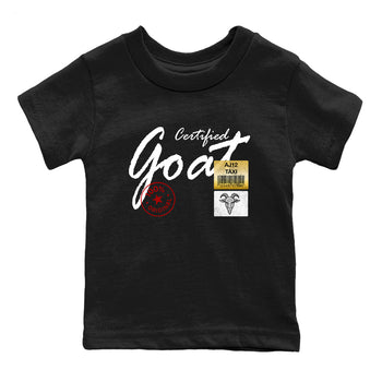 Sneaker match tees – Sneaker Tees To Match Air Jordan 12 Taxi Shoes – Certified Goat Kids T-Shirt Black 2
