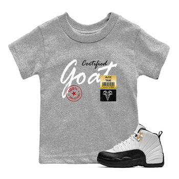 Sneaker match tees – Sneaker Tees To Match Air Jordan 12 Taxi Shoes – Certified Goat Kids T-Shirt Heather Grey 1