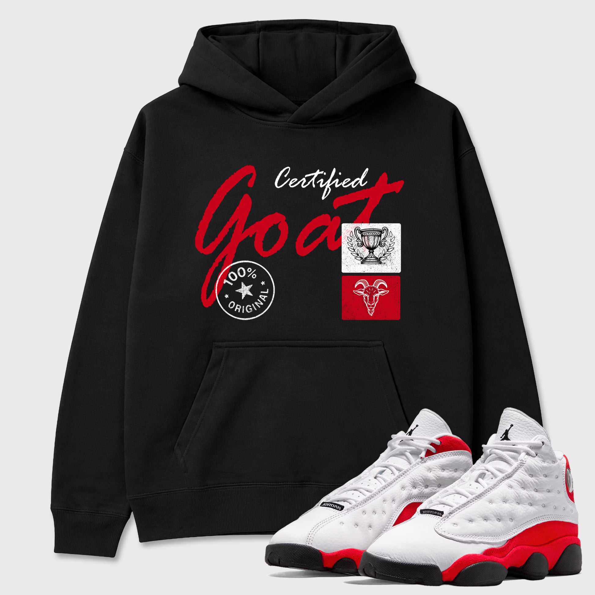 Sneaker match tees – Sneaker Tees To Match Air Jordan 13 University Red Shoes – Certified Goat Tee Black 1