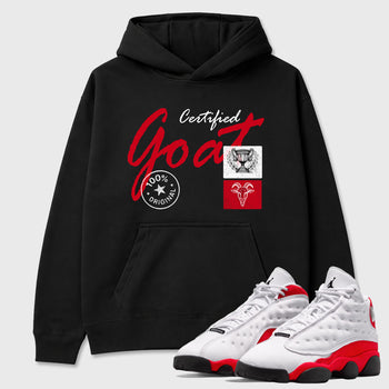 Sneaker match tees – Sneaker Tees To Match Air Jordan 13 University Red Shoes – Certified Goat Tee Black 1