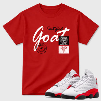 Sneaker match tees – Sneaker Tees To Match Air Jordan 13 University Red Shoes – Certified Goat Tee Red 1