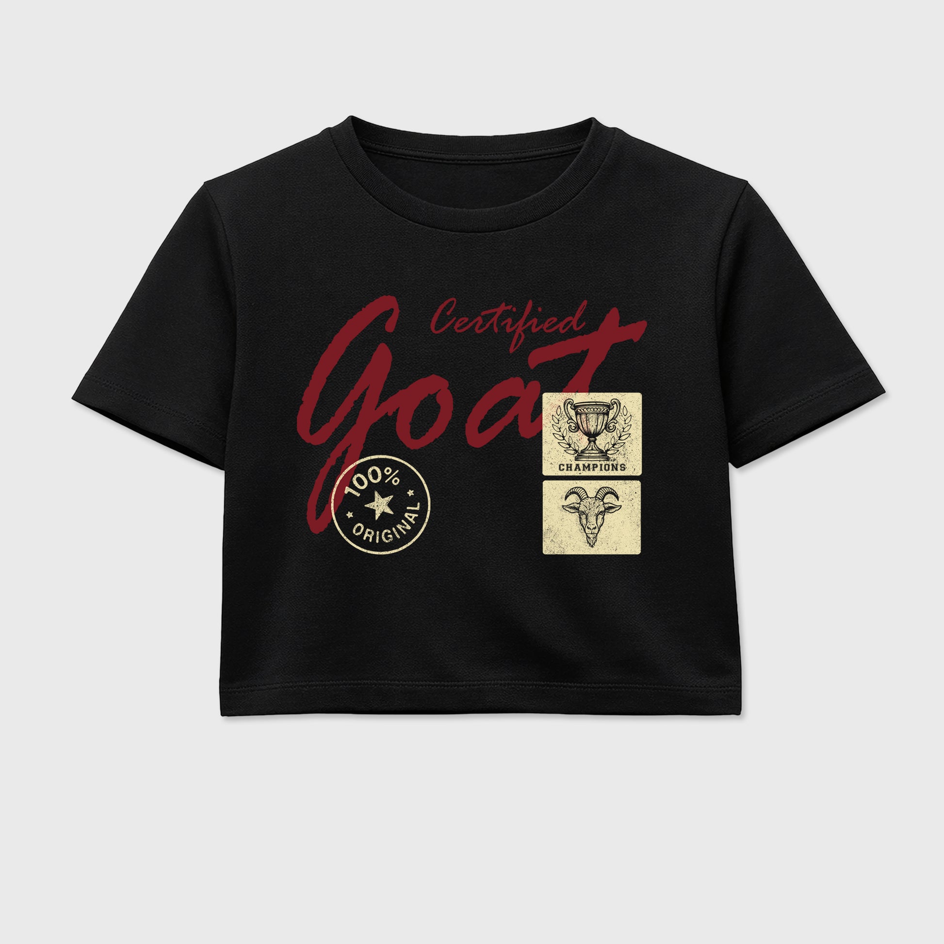 Certified Goat women’s crop tee designed to match the Air Jordan 3 Bin 23, featuring coordinated Black 2 options for a perfect streetwear vibe.