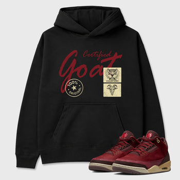 Certified Goat Graphic T-Shirt sneaker match tee designed for the Air Jordan 3 Bin 23, featuring coordinated color options for a perfect streetwear match. Black 1 shirt.